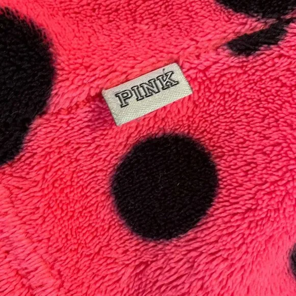 Victoria's Secret Bright PINK Women's XS Polka Dot Thick Soft Fleece Robe - Picture 6 of 16